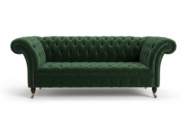 Klasyczna kanapa Chesterfield Design 3 miejsce do siedzenia Sofa Aksamit Skóra duża zielona nowa