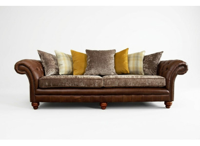 Klasyczna Sofa Chesterfield 4 miejsce do siedzenia Sofy Kanapy Skóra Brown Design Podkładka
