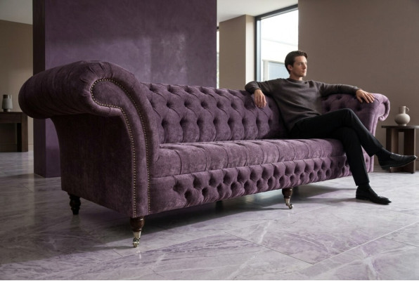 Klasyczna Sofa Chesterfield 4 miejsce do siedzenia Sofy Podkładka Couchen Skóra Brown Design