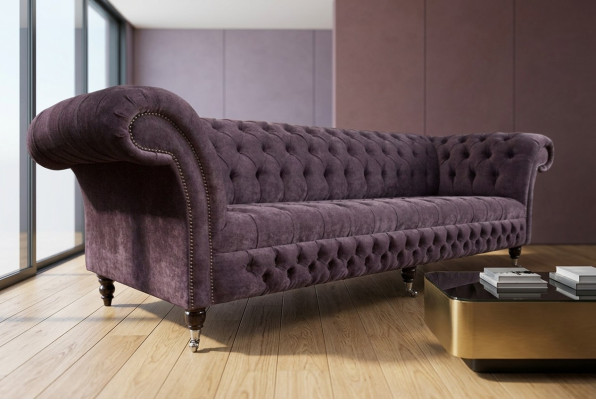 Klasyczna Sofa Chesterfield 4 miejsce do siedzenia Sofy Podkładka Couchen Skóra Brown Design