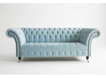 Chesterfield 3 miejsce do siedzenia Podkładka Couch Skóra Sofa Kanapy Włókienniczy Modern Style Blue