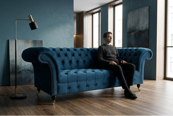 Chesterfield 3 miejsce do siedzenia Podkładka Kanapa Skóra Materiał Sofa Kanapy Włókienniczy Styl Nowoczesny