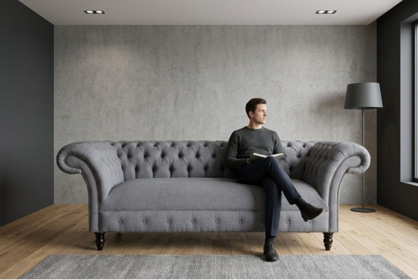 Chesterfield 3 miejsce do siedzenia Podkładka Couch Skóra Sofa Kanapy Włókienniczy Modern Style Material