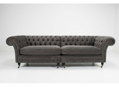 Sofa Classic Chesterfield 4 miejsce do siedzenia Design Sofy Podkładka Kanapy Skóra Brązowa