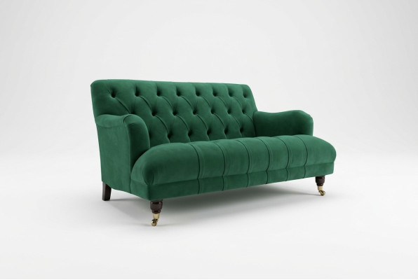 Chesterfield 2 miejsce do siedzenia Podkładka Kanapa Skóra Sofa Kanapy Modern Style Green Włókienniczy