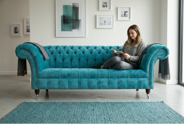 Chesterfield Oryginalna Sofa Kanapa Włókienniczy Sofy Kanapy Podkładka Materiał Nowy