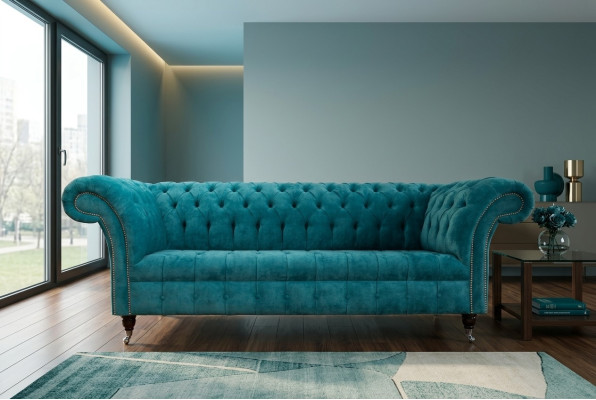 Chesterfield Oryginalna Sofa Kanapa Włókienniczy Sofy Kanapy Podkładka Materiał Nowy
