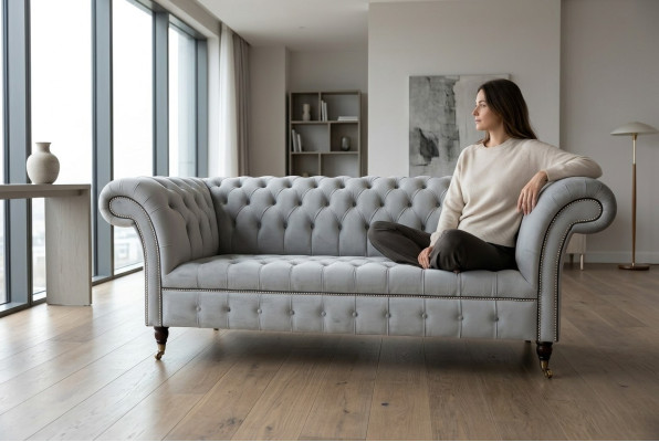 Zestaw wypoczynkowy Chesterfield 3+2 miejsce do siedzenia Aksamit Velor Ustawić Design Obcios