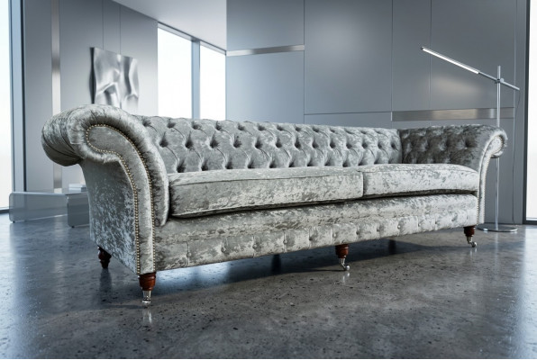 Chesterfield Grey Poslter Czteromiejscowy Designerski 4-miejsce do siedzenia