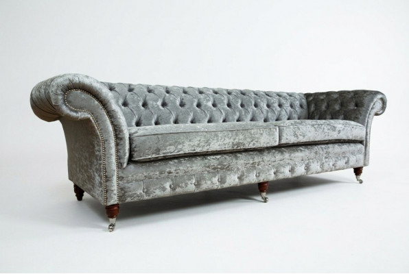 Chesterfield Grey Poslter Czteromiejscowy Designerski 4-miejsce do siedzenia
