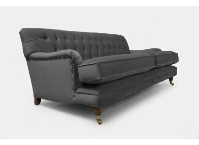Chesterfield 3-osobowa sofa pokryta tkaniną. Kanapka w salonie. Sofa welurowa nowa.