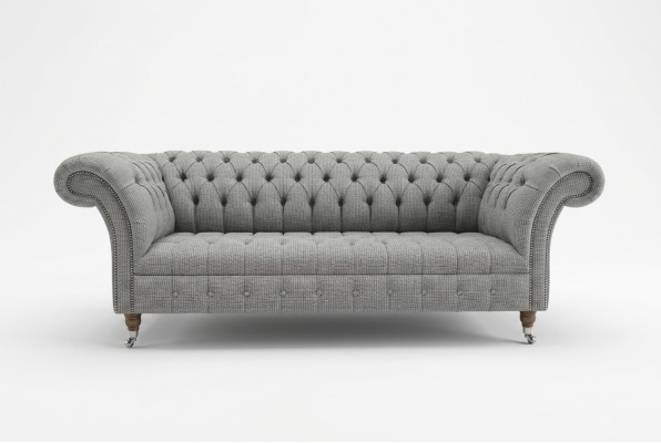 Pokój dzienny Chesterfield sofa projekt Włókienniczy kanapy sofy trzyosobowa kanapa szara