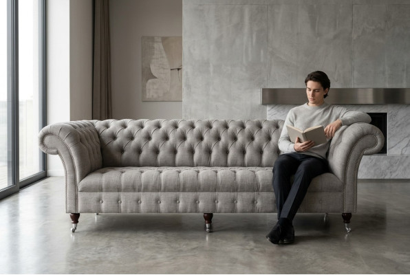 Sofa Włókiennicza Materiał Kanapa Chesterfield duże sofy xxl couchen Siedziba 265cm Podkładka