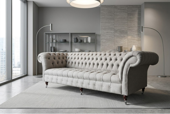 Sofa Włókiennicza Materiał Kanapa Chesterfield duże sofy xxl couchen Siedziba 265cm Podkładka