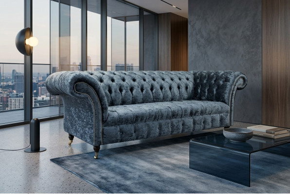 Pokój dzienny Chesterfield sofa kanapa projekt Włókienniczy kanapy sofy trzyosobowe szare