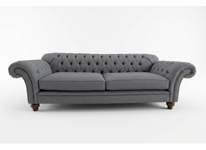 Nowoczesna Sofa Chesterfield Couch 4 miejsce do siedzenia Kanapy Aksamit Skóra Design Grey