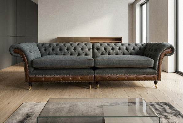 Chesterfield Sofa Kanapa Podkładka Sofy Kanapy Czteromiejscowe Materiał Poduszka siedziska 265cm