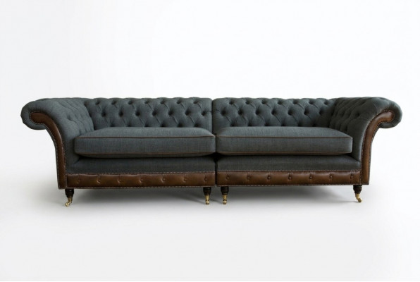 Chesterfield Sofa Kanapa Podkładka Sofy Kanapy Czteromiejscowe Materiał Poduszka siedziska 265cm