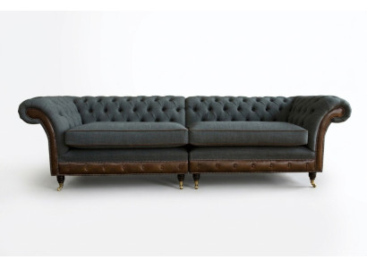 Chesterfield Sofa Kanapa Podkładka Sofy Kanapy Czteromiejscowe Materiał Poduszka siedziska 265cm