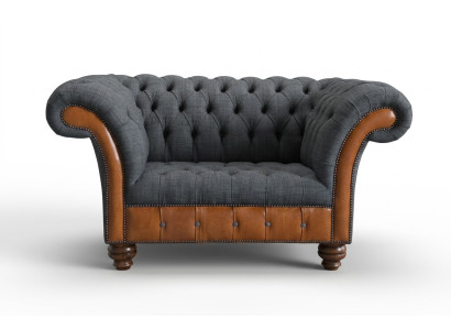 Fotel Kanapa Tapicerka Sofa Materiałowa Chesterfield Kanapy 1,5-osobowa Fotel szary
