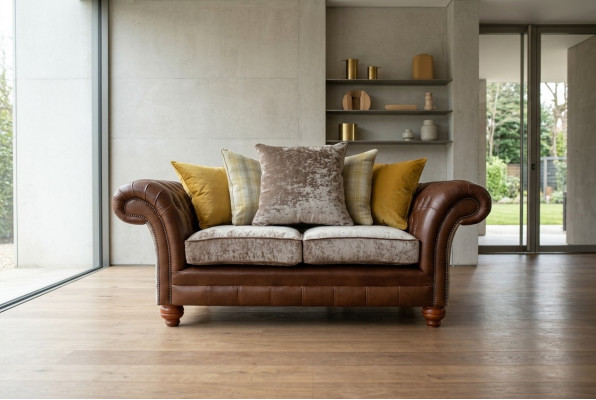 Chesterfield 2-osobowa sofa skórzana kanapa tapicerowana zestaw dwuosobowy nowy