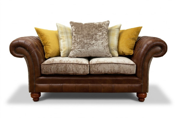 Chesterfield 2-osobowa sofa skórzana kanapa tapicerowana zestaw dwuosobowy nowy