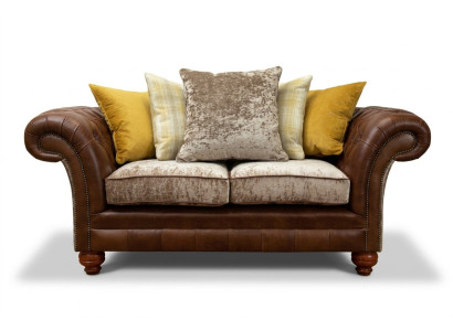 Chesterfield 2-osobowa sofa skórzana kanapa tapicerowana zestaw dwuosobowy nowy