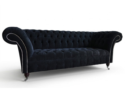 Czarna Chesterfield 3-miejsce do siedzenia, luksusowa sofa do salonu