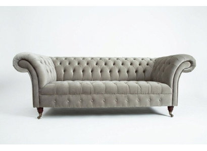Stylowy trzyosobowy luksusowy pokój dzienny Chesterfield w kolorze jasnoszarym 3-miejsce siedzące