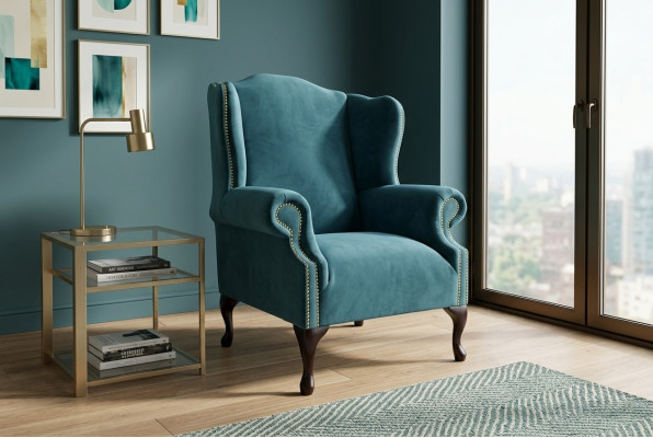 Fotel Chesterfield Sofa Kanapa Tapicerka 1 Osoba Fotel Sofa Materiał Turkusowy