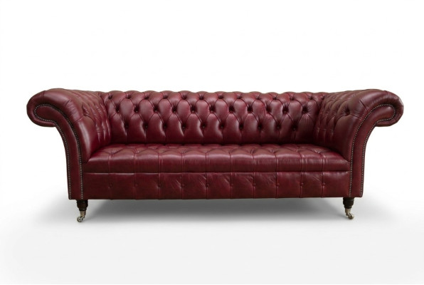Czerwona trzyosobowa designerska 3-osobowa sofa Chesterfield, luksusowa kanapa