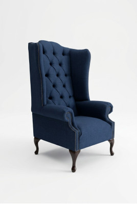 Fotel Chesterfield Sofa Kanapa Tkanina Niebieski
