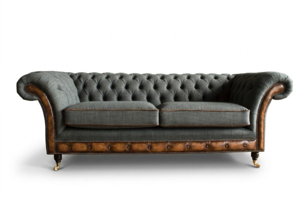 Elegancki trzyosobowy pokój dzienny Chesterfield z 3 miejscami do siedzenia