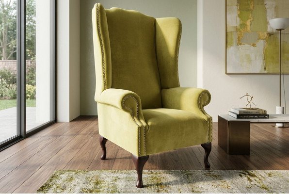 Fotel Chesterfield Kanapa Kanapa Tapicerowana Jednoosobowa Sofa Tkanina Żółta