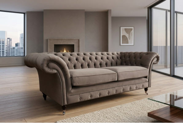 Luksusowa trzyosobowa sofa do salonu Tauper Chesterfield z 3-osobową kanapą