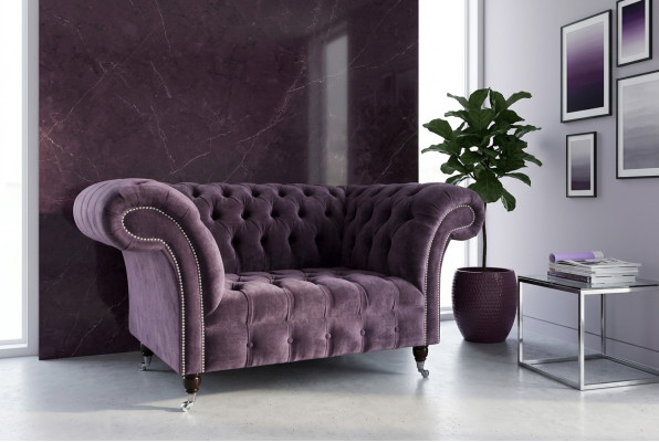 Fotel Chesterfield Kanapa Tapicerowana Sofa Kanapy 1,5-miejscowa Fotel Lila Tkanina