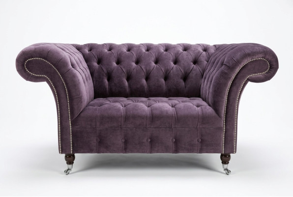 Fotel Chesterfield Kanapa Tapicerowana Sofa Kanapy 1,5-miejscowa Fotel Lila Tkanina