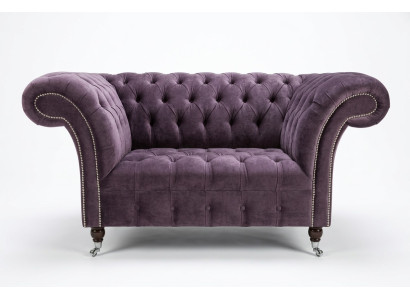 Fotel Chesterfield Kanapa Tapicerowana Sofa Kanapy 1,5-miejscowa Fotel Lila Tkanina