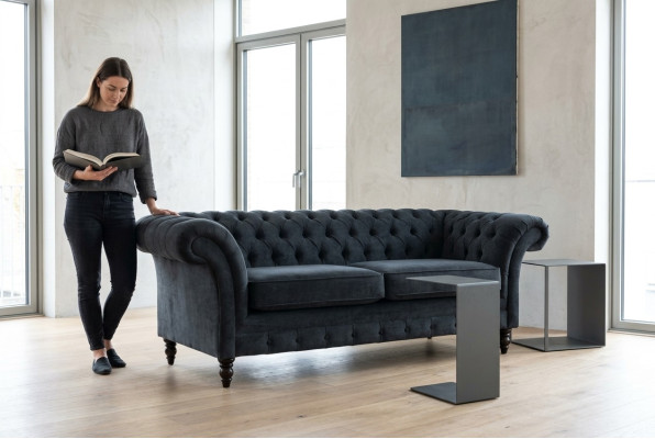 Stylowa czarna designerska sofa Chesterfield 3-miejsce siedzące Luxury Couch