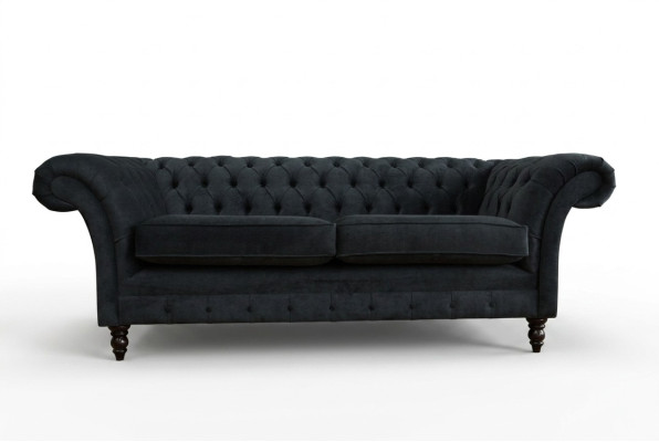 Stylowa czarna designerska sofa Chesterfield 3-miejsce siedzące Luxury Couch