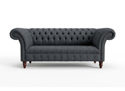Szara Sofa Włókiennicza Szara Trzyosobowa Luksusowa Sofa Chesterfield do Salonu
