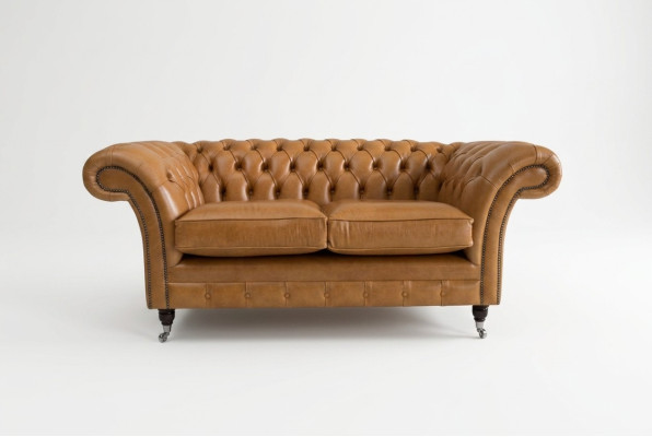 Chesterfield Design Luksusowa Kanapa Sofa Fotel Komplet Obiciowy Skóra Tkanina Brązowa