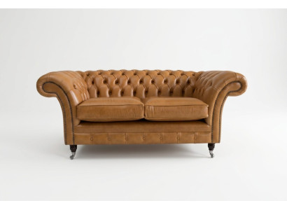 Chesterfield Design Luksusowa Kanapa Sofa Fotel Komplet Obiciowy Skóra Tkanina Brązowa