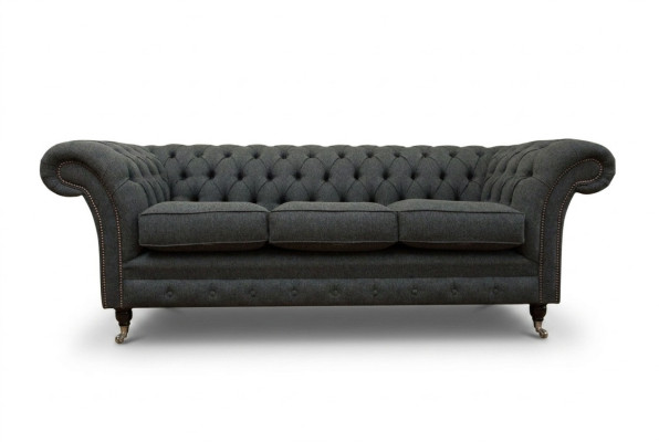 Czarna Chesterfield Podkładka Sofa Designerska 3-miejsce siedzące Living Room Couch