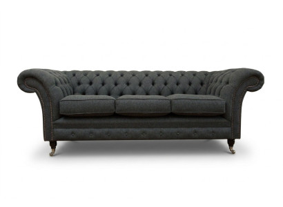 Czarna Chesterfield Podkładka Sofa Designerska 3-miejsce siedzące Living Room Couch