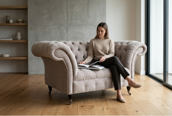Sofa Chesterfield Sofas Kanapa Zestaw wypoczynkowy Tkanina Skóra 1,5-osobowa Fotel
