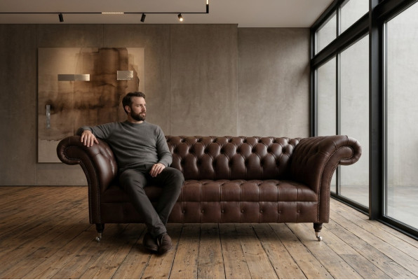Brązowa Sofa Chesterfield Luksusowa Sofa Designerska Podkładka Sofa