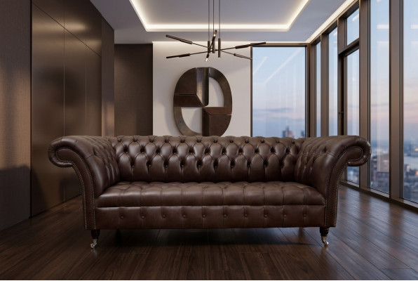 Brązowa Sofa Chesterfield Luksusowa Sofa Designerska Podkładka Sofa