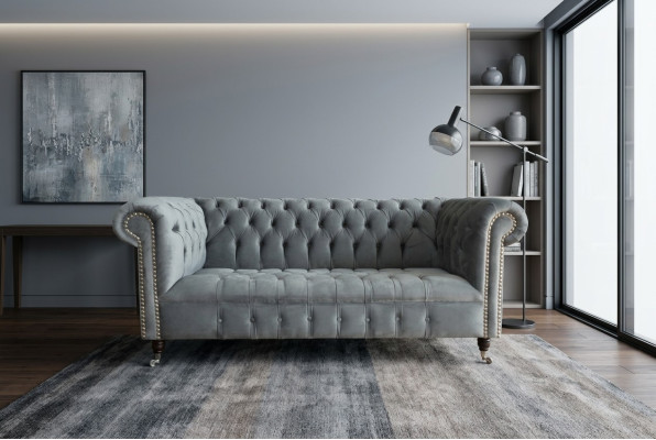 Chesterfield 3-miejscowa sofa projektanta w stylu tapicerki z tkaniny - trzyosobowa.