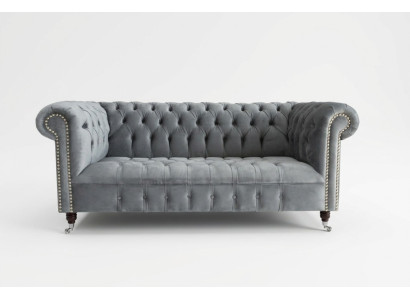 Chesterfield 3-miejscowa sofa projektanta w stylu tapicerki z tkaniny - trzyosobowa.